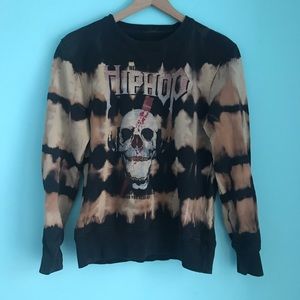 Black Keys Bleach Grunge Heavy Metal Hip Hop Gothic Skull Graphic Sweatshirt S